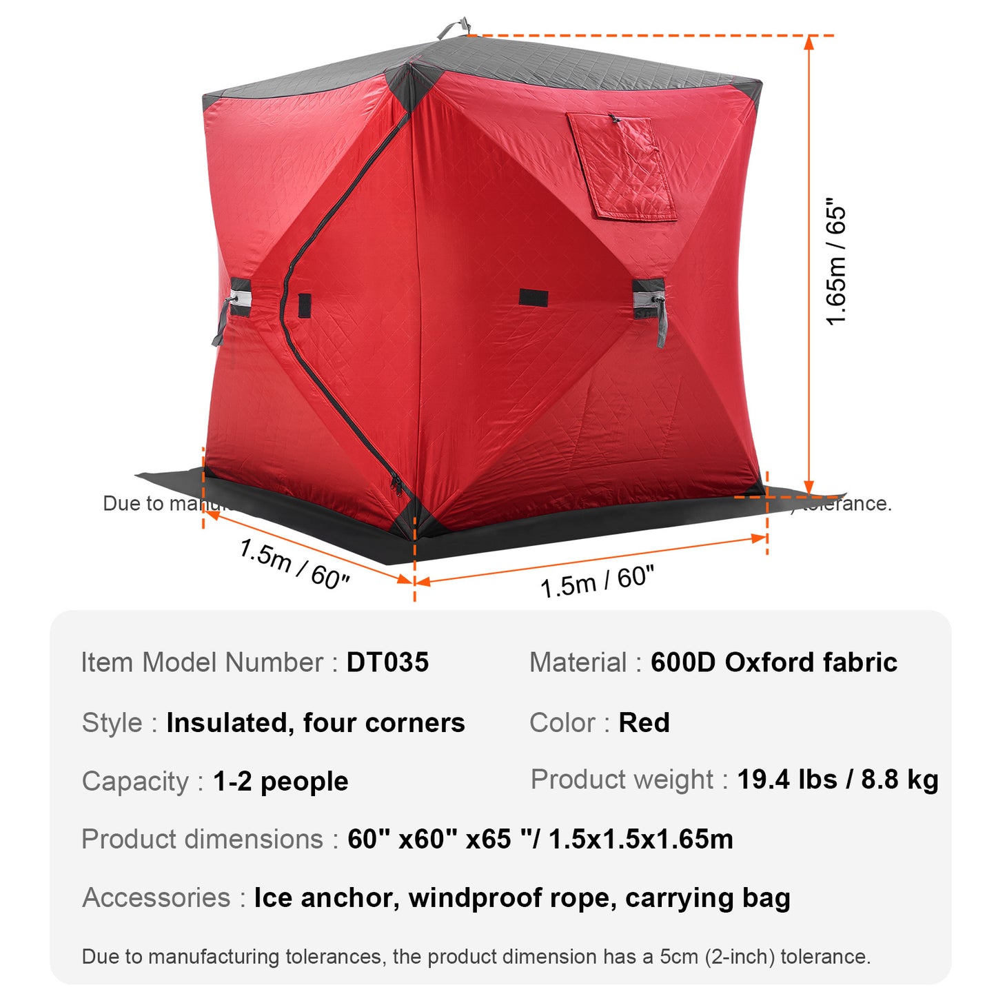 Pop-up IJsvis Shelter – IJsvis Tent – IJsvis Shelter – Vistuinhuis – Vistuinhut – Lichtgewicht & Draagbaar – Water- en Windbestendig Polyester