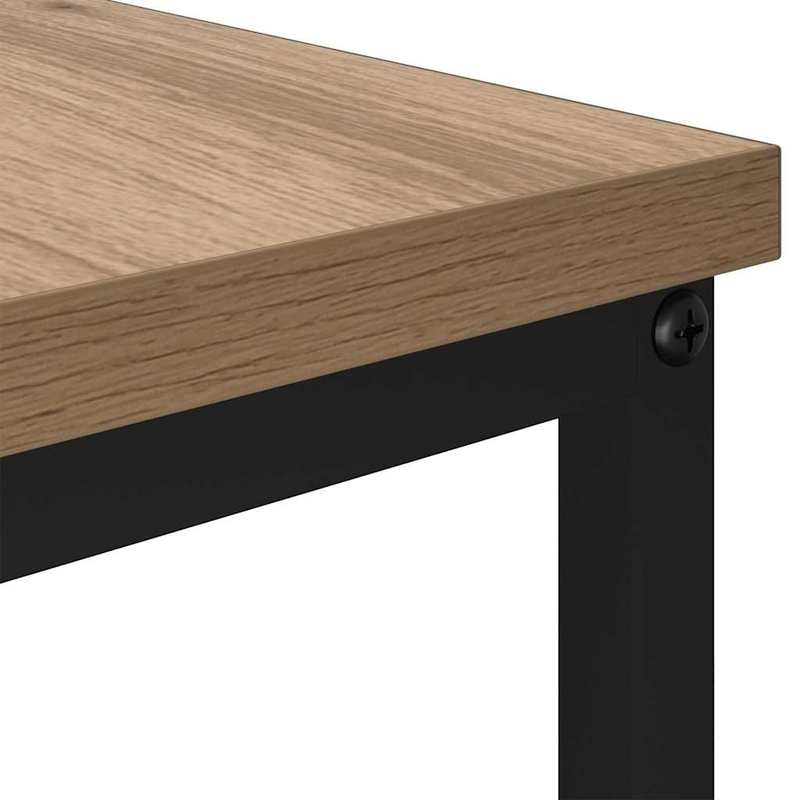 Salontafel – Koffietafel – Woonkamertafel – Bijzettafel – Tafel – Rechthoekig Design – Eikenhout & Zwart Metaal – 100x51x45 cm – Met Onderplaat