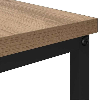 Salontafel – Koffietafel – Woonkamertafel – Bijzettafel – Tafel – Rechthoekig Design – Eikenhout & Zwart Metaal – 100x51x45 cm – Met Onderplaat