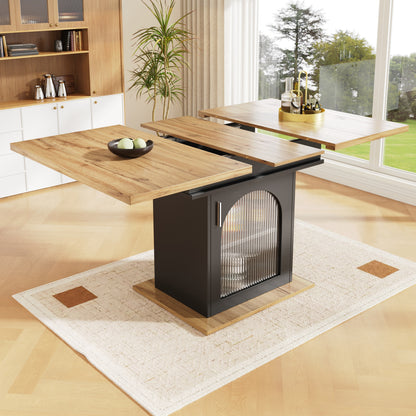 Uitschuifbare Eettafel – Uitklapbare Tafel – Verstelbare Tafel – Keukentafel – Tafel Met Opbergruimte – 110-140 cm Uitbreidbaar – MDF Marmerlook Blad