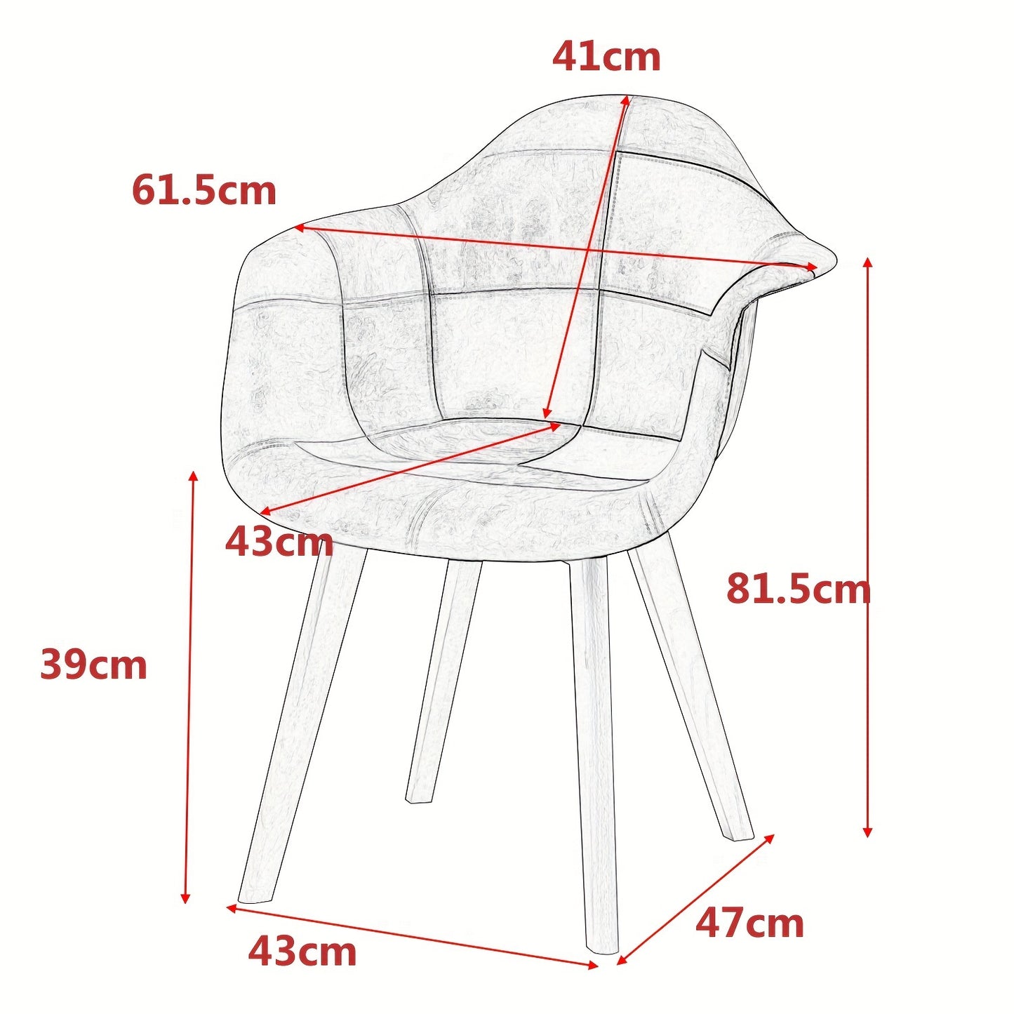 Eetkamerstoel – Stoel – Kuipstoel – Armstoel – Draaistoel – Set van 2 – Ergonomisch Design – Houten Poten – Patchwork Ruitmotief Bruin & Beige