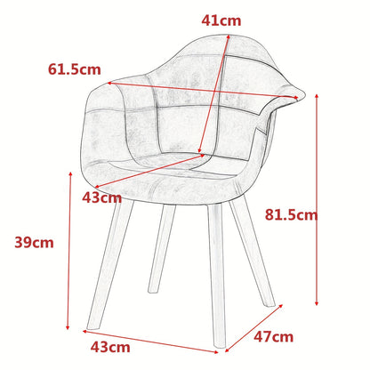 Eetkamerstoel – Stoel – Kuipstoel – Armstoel – Draaistoel – Set van 2 – Ergonomisch Design – Houten Poten – Patchwork Ruitmotief Bruin & Beige