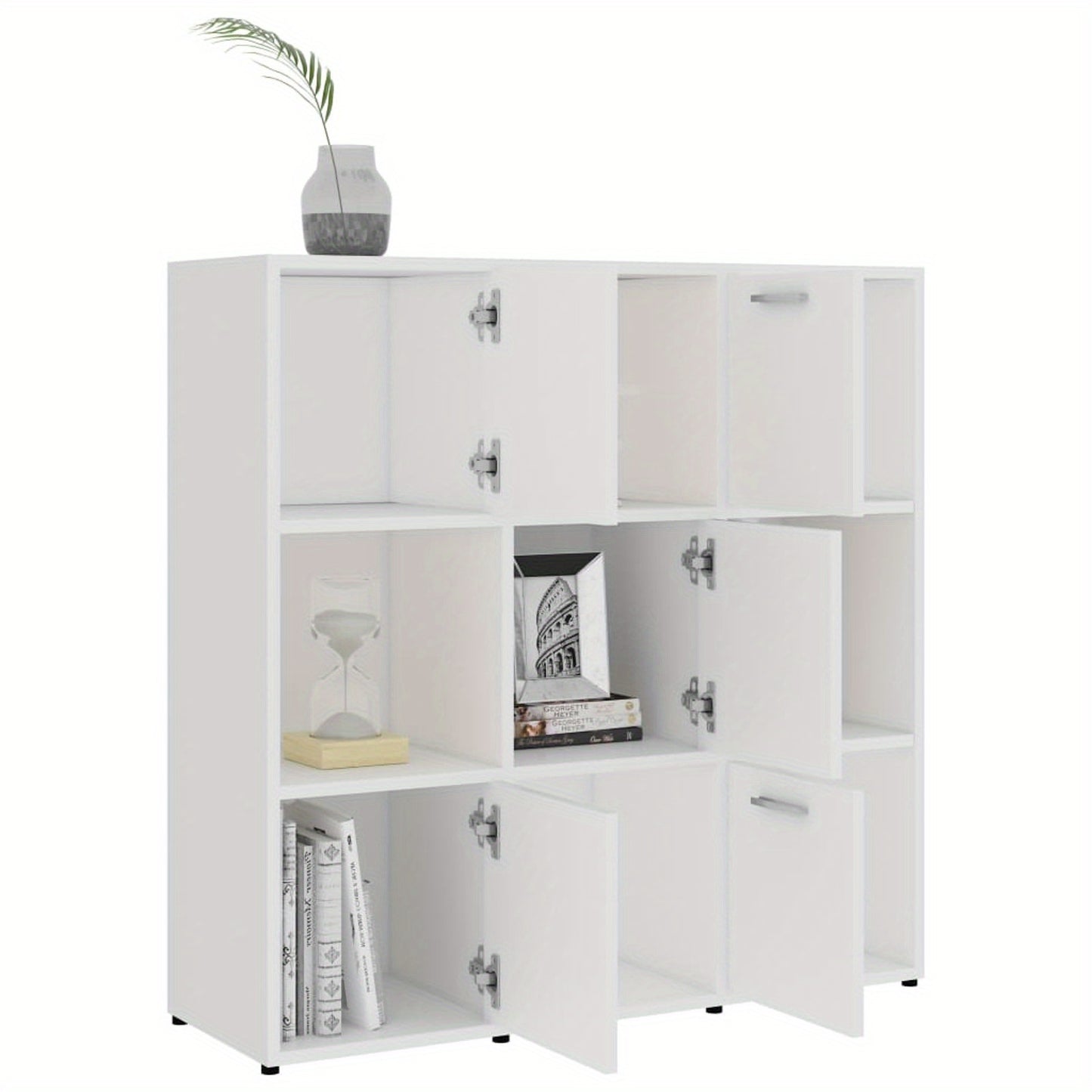 Boekenkast – Boekenrek – Opbergkast – Wandkast – Kubus Kast – Modern Wit Design – 90x90x30 cm – Met Open Vakken en Lades