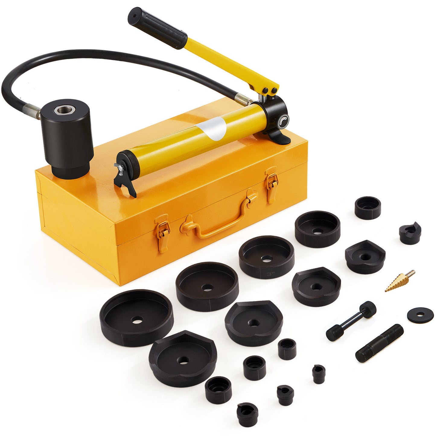Hydraulische Ponsset – Ponsgereedschap – Ponsmachine – Ponsen Set – Ponsen Gereedschap – 15 Ton Kracht – Inclusief 10 Ponsen en Matrijzen 1/2" tot 4"