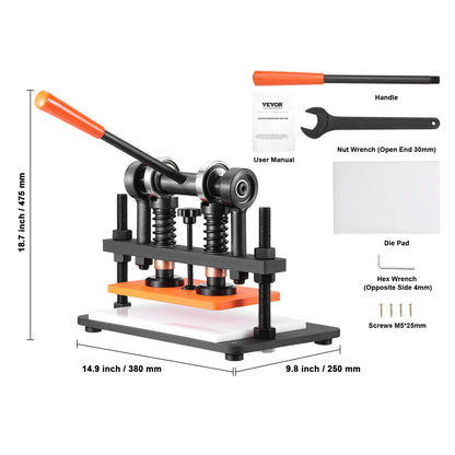 Lederpons – Lederen Snijmachine – Embossing Machine – Handmatige Stansmachine – Lederen Pers – Zwarte Oxide Coating – 1,5 Ton Draagkracht – Instelbare Drukslag 12 mm