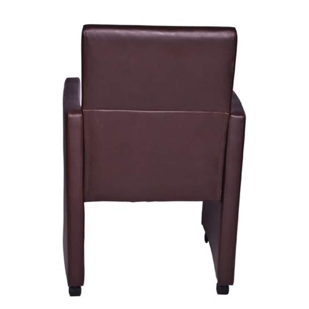 Eetkamerstoel – Stoel – Kuipstoel – Draaistoel – Armstoel – Kunstleer – Met Wieltjes – Ergonomisch Comfort – Bruin