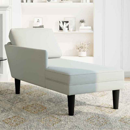 Chaise Longue – Loungebank – Ligbank – Loungebed – Relaxfauteuil – Lichtgrijs Velvet – Inclusief Kussen – Rechter Armleuning
