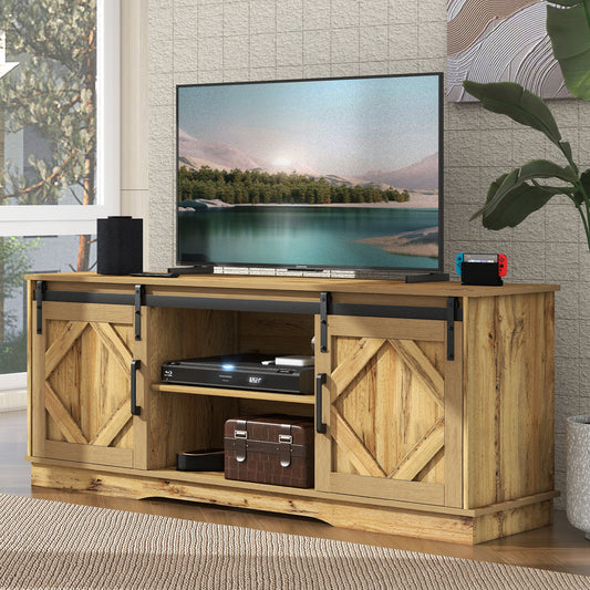 Rustiek TV-meubel – TV-meubel – TV-kast – Lowboard – Onderzetter – Schuifdeuren – Verstelbare Legplanken – 150x40x60 cm – Geschikt voor tv’s tot 65 inch