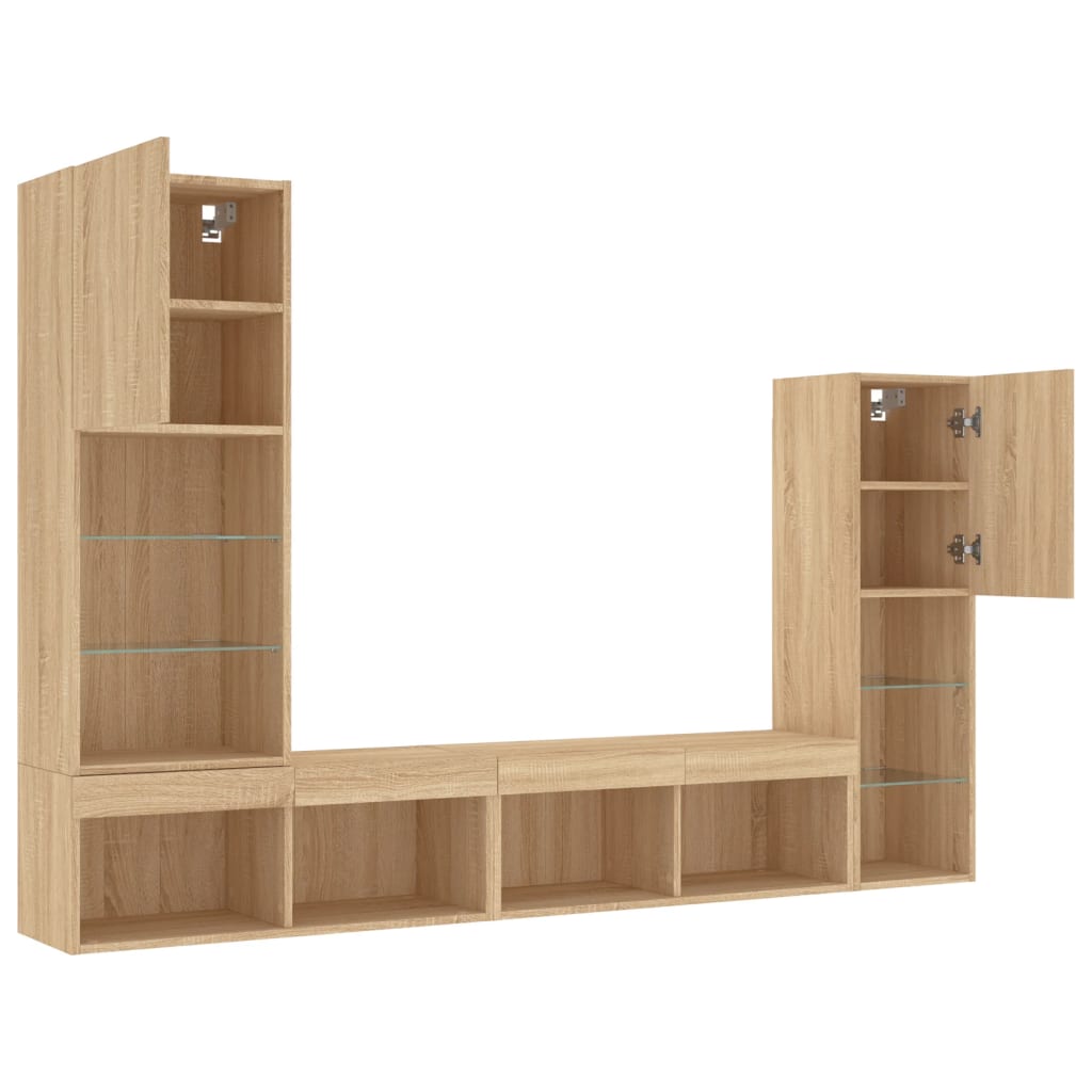 TV Wandmeubel – TV Kast – TV Meubel – Zwevend Meubel – Opbergmeubel – Sonoma Eiken – RGB LED Verlichting – Ruimtebesparend Design