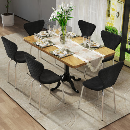 Set van 2 Moderne Klassieke Eetkamerstoelen – Zwart Fluweel met Stevige Metalen Poten – Ergonomische Rugleuning en Comfortabele Zitting – Eenvoudig te Reinigen – Perfect voor Eetkamer of Keuken