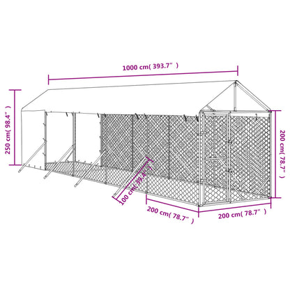 Hondenkennel – Hondenren – Buitenren – Dierenverblijf – Puppyren – 2x1x2,5 m – Gegalvaniseerd Staal – Water- en UV-bestendig Dak