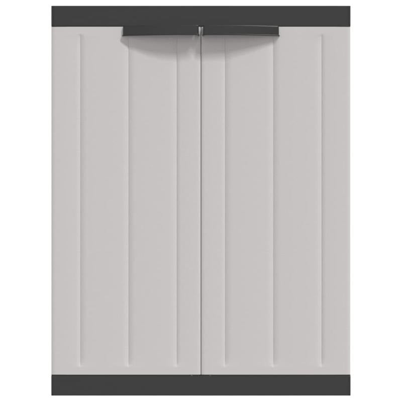 Tuinkast – Tuinberging – Opbergkast – Bergkast – Schuurkast – Grijs en Zwart – Compact Formaat 65x37x85 cm – Duurzaam Materiaal PP en RVS