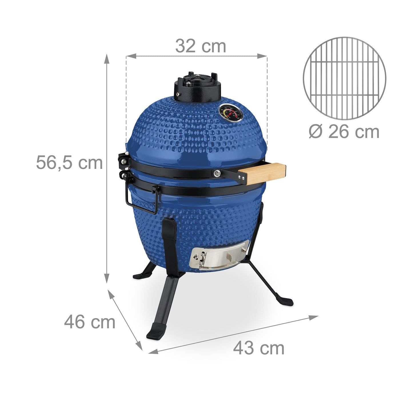 Kamado Grill – Houtskoolbarbecue – Keramische BBQ – Ronde Grill – Buitenoven – Rood – Ø 32 Cm – Geïntegreerde Thermometer – Optimale Warmteverdeling