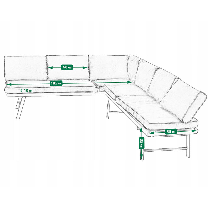 Tuinmeubelset – Hoekbank – Loungeset – Balkonmeubels – Tuinbank – Weerbestendig Staal – Comfortabele Chaise Longue