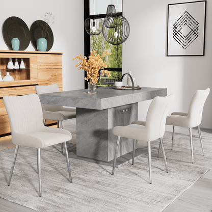 Velvet Stoelen – Eetkamerstoelen – Fauteuils – Zithoeken – Lounge Stoelen – Set Van 6 – Luxe Beige Velvet – Stevige Metalen Poten