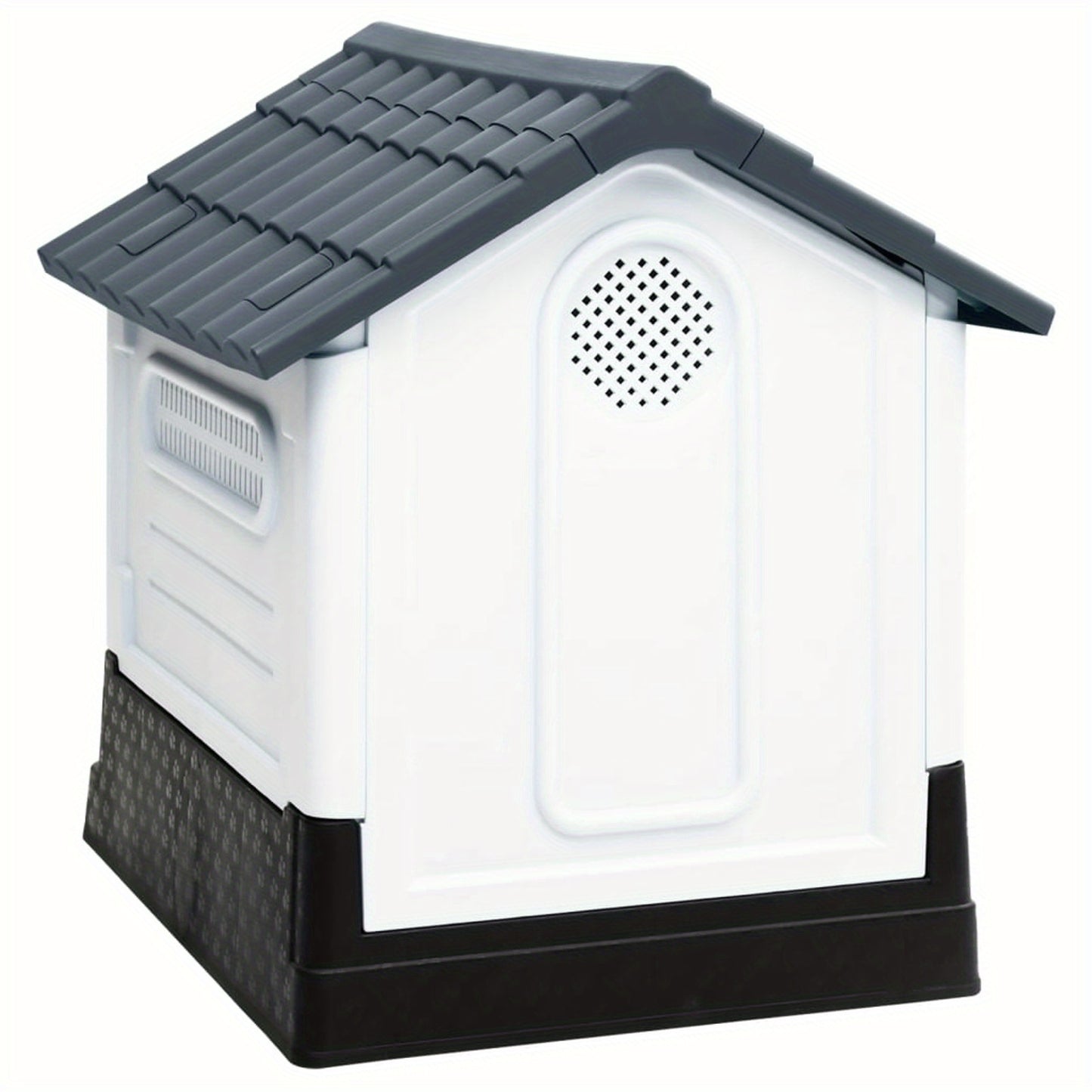 Hondenkennel Grote Honden – Hondenhok Buiten – Hondenkooi Groot – Hondenhok Kunststof – Grijs – Weerbestendig Polypropyleen – Afmetingen 57x68x66 cm