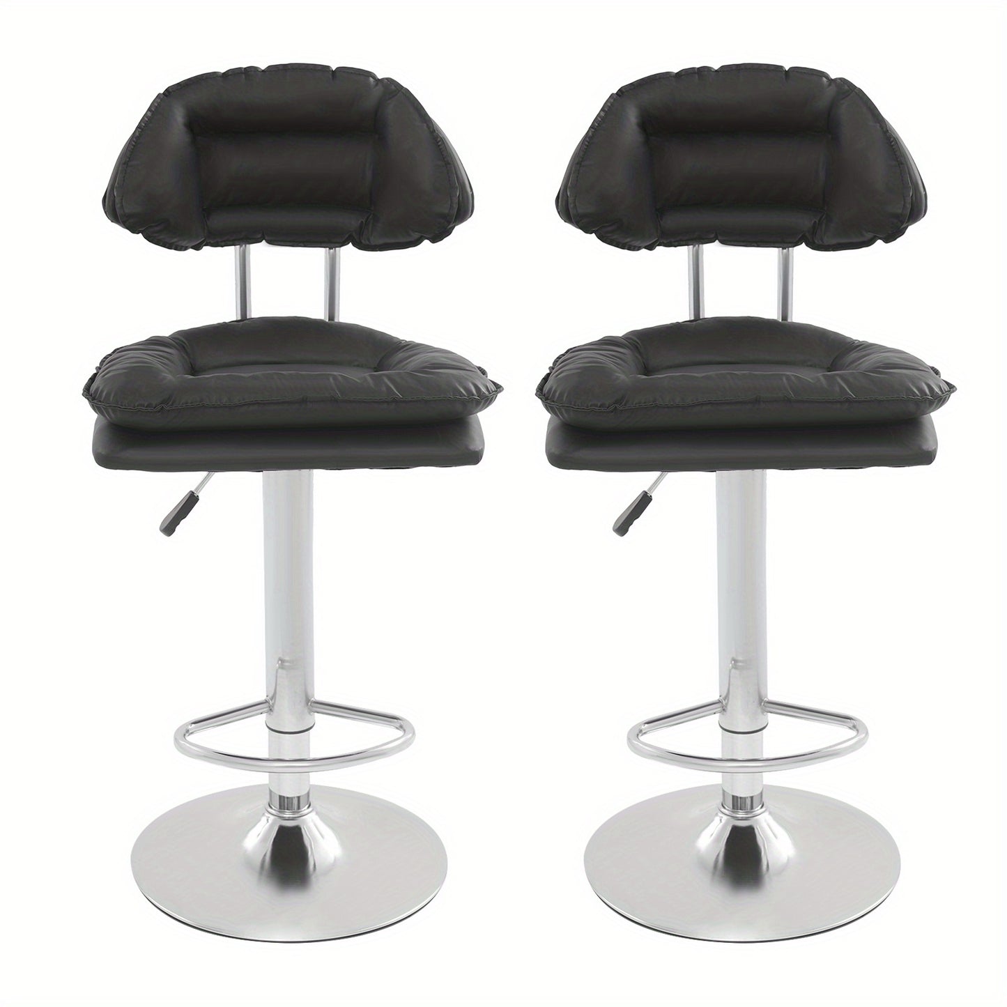 Verstelbare Kruk – Barkruk – Salonstoel – Werkkruk – Barstoel – Set Van 2 Zwart – Met Voetsteun – Ergonomisch Design – Verstelbare Hoogte 62-82 cm