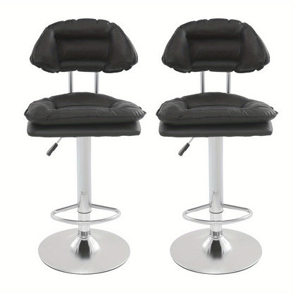 Verstelbare Kruk – Barkruk – Salonstoel – Werkkruk – Barstoel – Set Van 2 Zwart – Met Voetsteun – Ergonomisch Design – Verstelbare Hoogte 62-82 cm