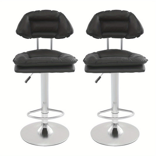 Verstelbare Kruk – Barkruk – Salonstoel – Werkkruk – Barstoel – Set Van 2 Zwart – Met Voetsteun – Ergonomisch Design – Verstelbare Hoogte 62-82 cm
