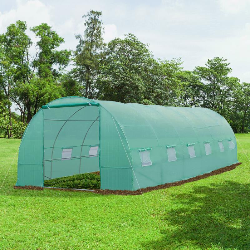Grote Kweekkas Tunnel – Tuinkas – Serre – Plantenkas – Kweektunnel – Verstelbare Ramen – Duurzaam PE Materiaal – 800x300x200 cm