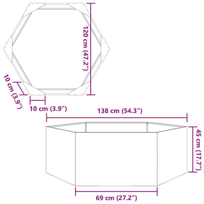 Verhoogde Plantenbak – Tuinbak – Bloembak – Kruidenbak – Groentebak – Weerbestendig Staal – Hexagonaal Design 138x120x45 cm