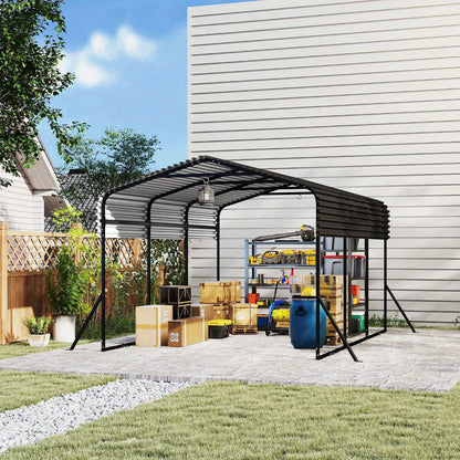 Metalen Carport – Garage Tent – Voertuig Overkapping – Parkeerschuur – Auto Schuilplaats – Extra Groot 600x370x260 cm – Gegalvaniseerd Staal Frame – UV-Bescherming & Weerbestendig