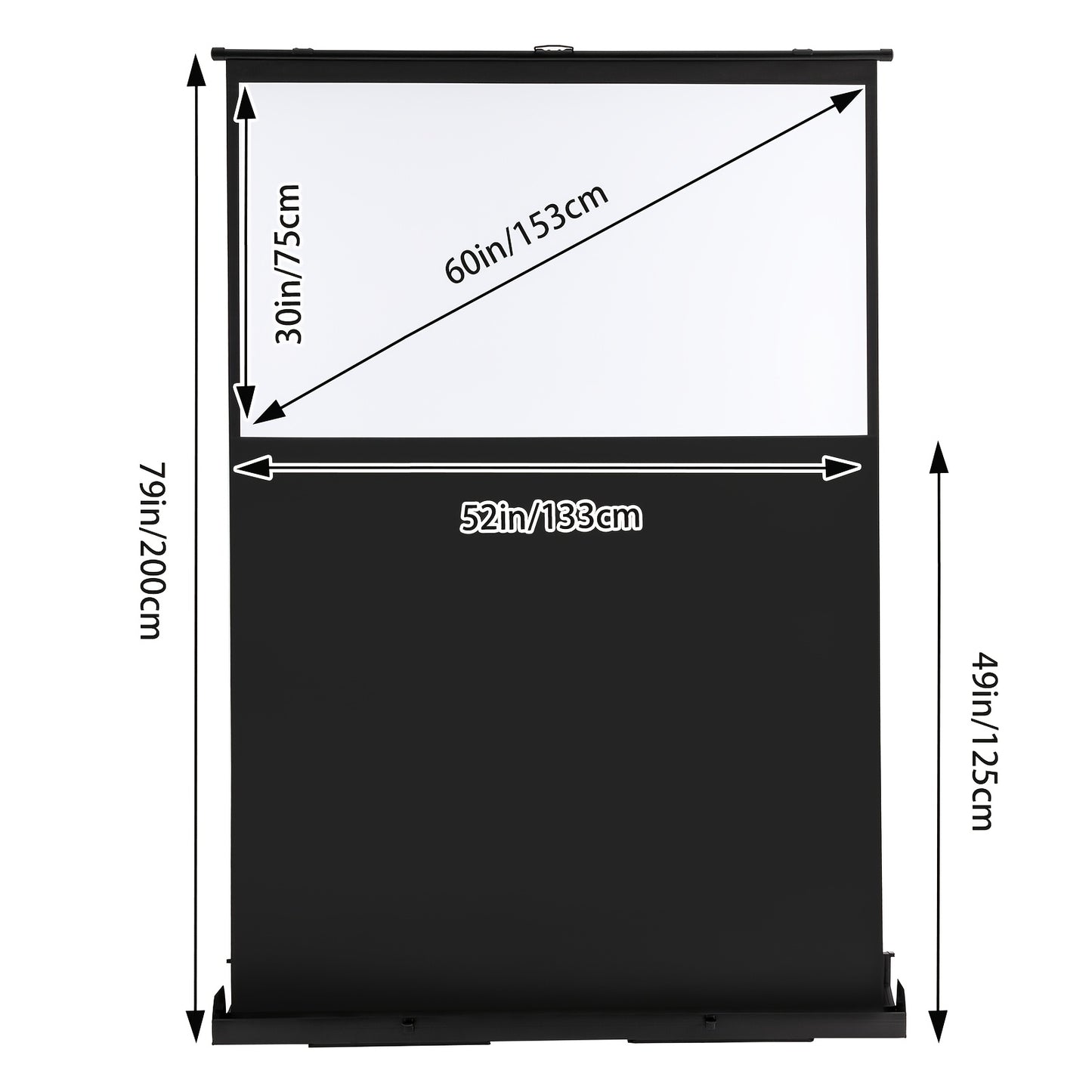 Projectiescherm – Draagbaar Scherm – Opvouwbaar Scherm – Presentatiescherm – Bureauscherm – 60 Inch – Aluminium Frame – Wit Glasvezel Doek