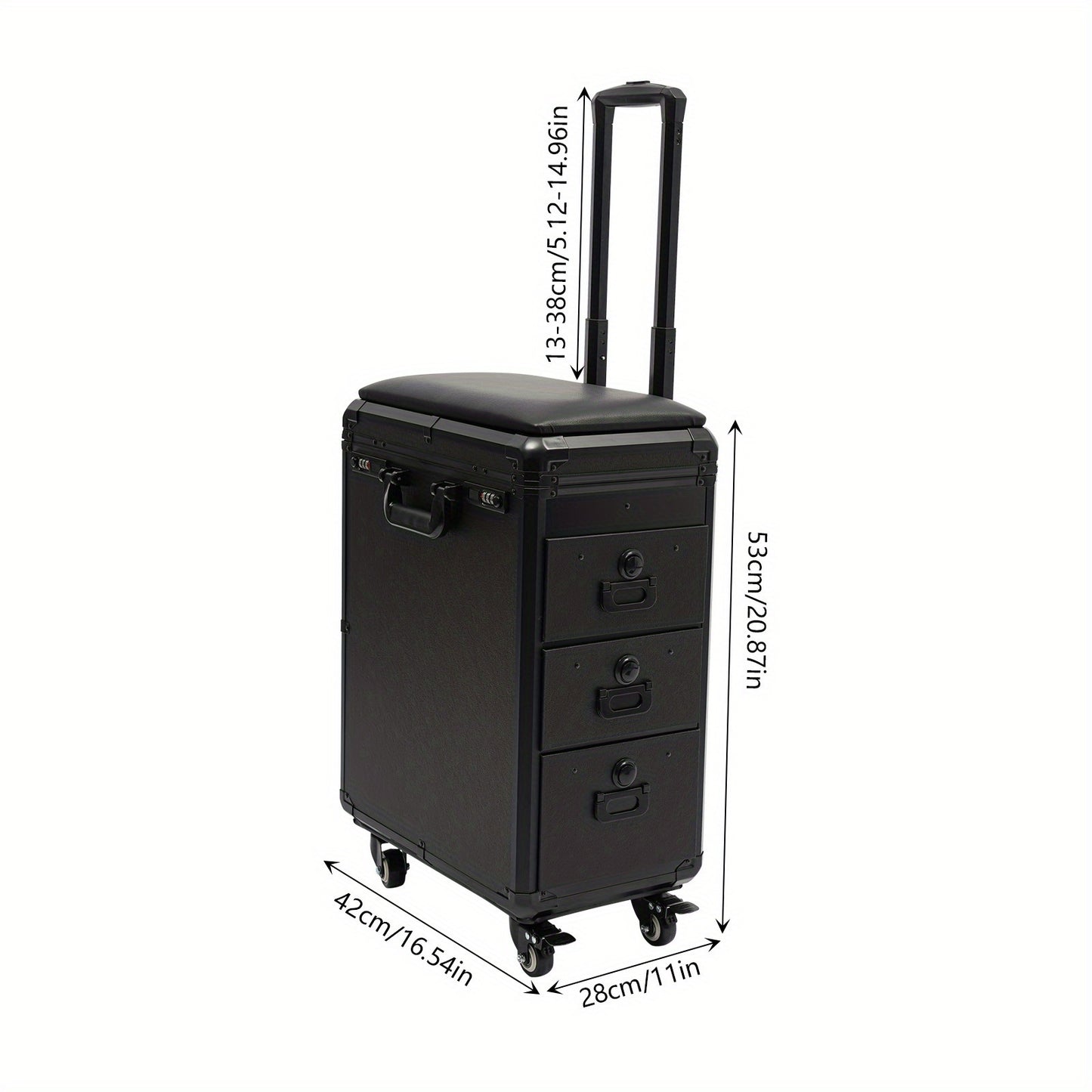 Make-up Trolley – Cosmetica Koffer – Make-up Organizer – Nagel Artist Koffer – Tattoo Trolley – Mobiel Met 4 Wieltjes – Duurzaam Acryl Zwart