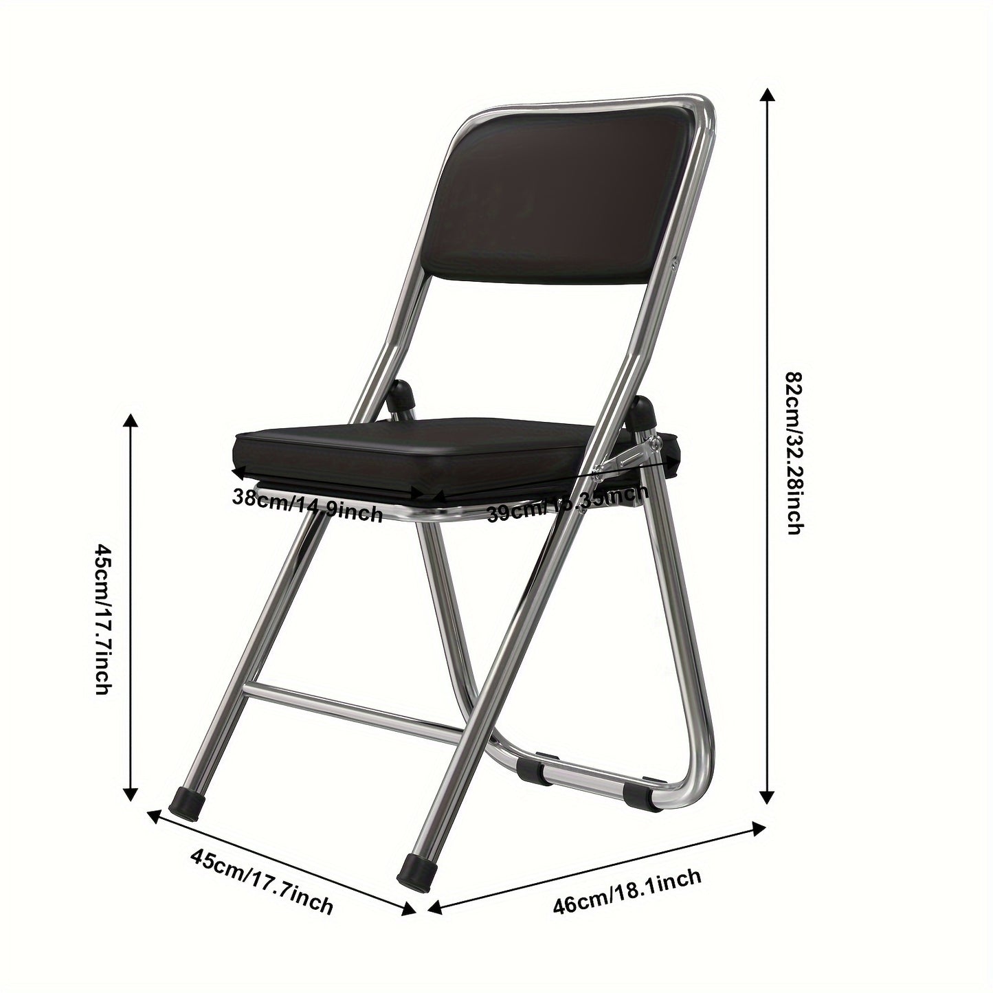 Set van 4 Comfortabele Opvouwbare Stoelen – Leren Bezoekersstoelen en Eetkamerstoelen – Padded Keukenstoelen voor Binnen, Buiten en Vergaderruimtes, Zwart