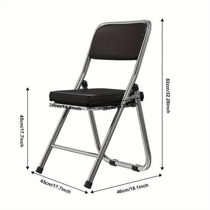 Set van 4 Comfortabele Opvouwbare Stoelen – Leren Bezoekersstoelen en Eetkamerstoelen – Padded Keukenstoelen voor Binnen, Buiten en Vergaderruimtes, Zwart