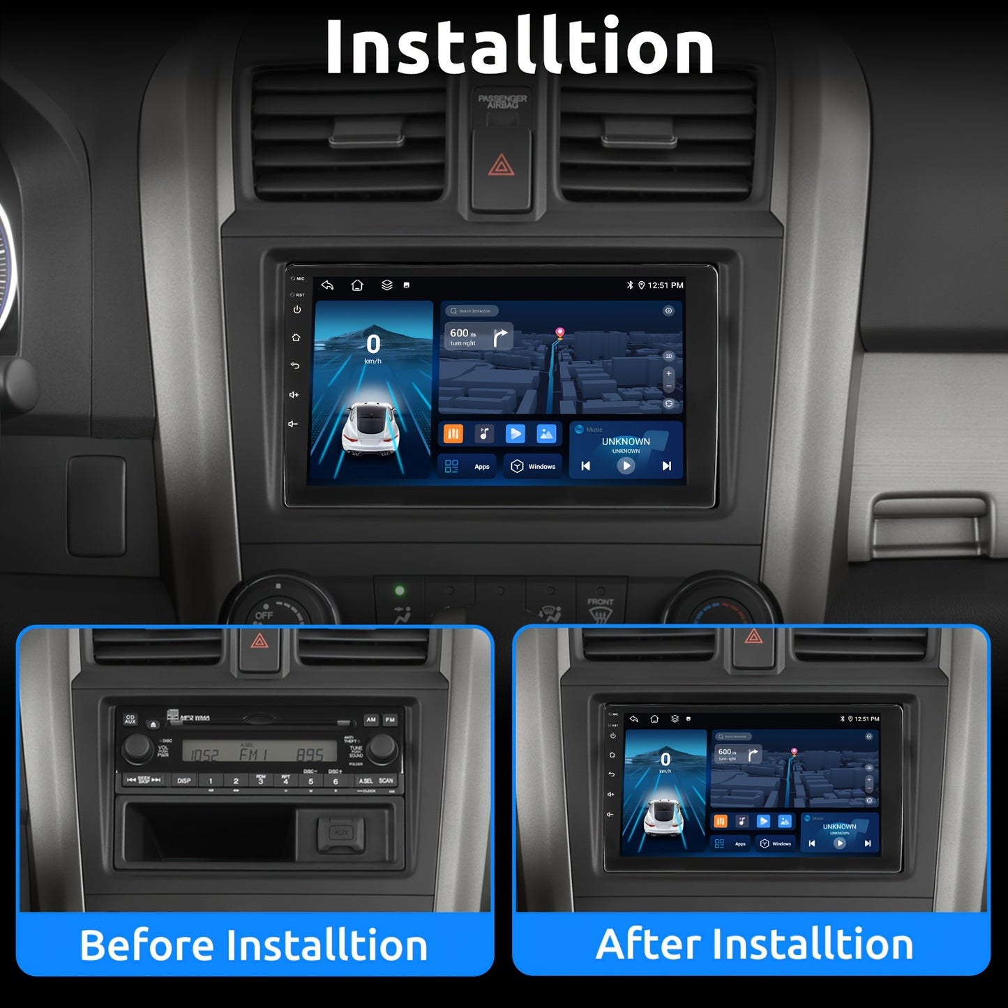 9 inch Android Autoradio – 2 DIN Multimedia Speler – Auto Radio Navigatie – Touchscreen Stereo – 4+64GB Geheugen – HD-IPS Scherm – CarPlay & Android Auto