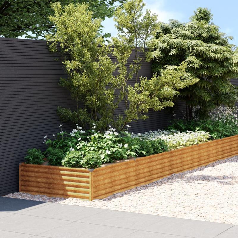 Bloembak – Plantenbak – Tuinbak – Borderbak – Kweekbak – Steel Corten – 960x100x36 cm – Verhoogde Tuin