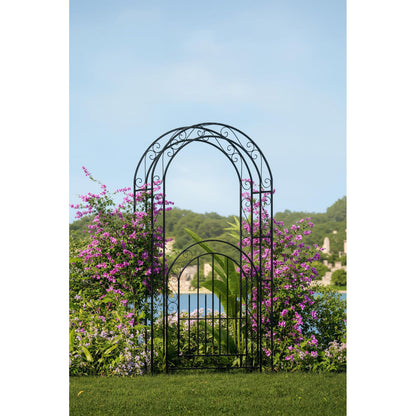Tuinboog – Metalen Boog – Klimboog – Tuinpoort – Klimrek – Zwart Metaal – 243,84 cm Hoog – Weerbestendig & Roestvrij