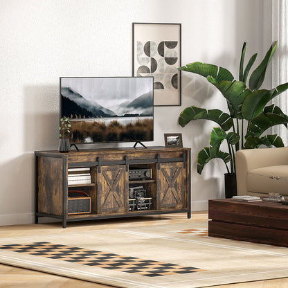 Tv meubel – TV-kast – TV-meubel – Lowboard – Media meubel – Industrieel design – Geschikt tot 60 inch – 6 opbergvakken met 2 schuifdeuren