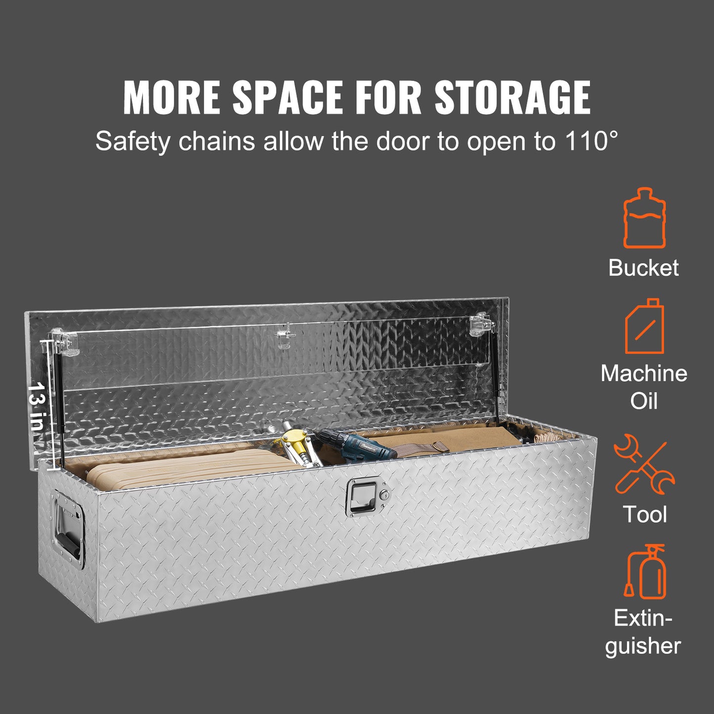 Gereedschapskist – Gereedschapskoffer – Toolbox – Opbergbox – Opbergkist – Aluminium – Waterdicht – Diamantprofiel – Met Slot – 122 x 38 x 38 cm
