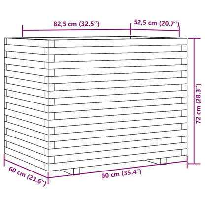Witte Houten Plantenbak – Plantenpot – Bloembak – Plantenzuil – Plantenbak Binnen Buiten – Massief Dennehout – 90x60x72 cm – Lichtgewicht & Weerbestendig