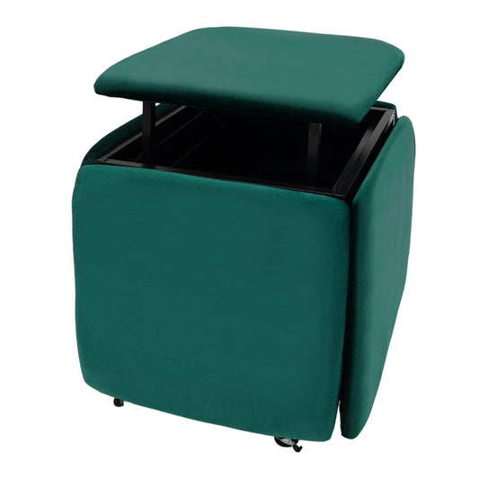 Ottoman – Poef – Voetenbank – Opbergkist – Zitbankje – 5-in-1 Multifunctioneel – Compact 18x48 cm – Comfortabele Memory Foam – Groen