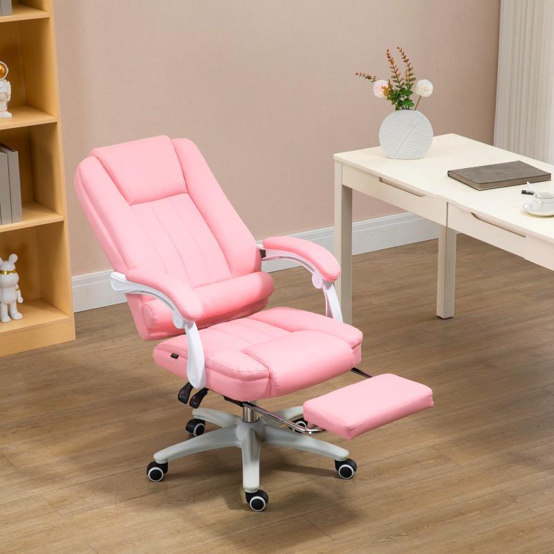 Bureaustoel – Werkstoel – Bureaustoel Ergonomisch – Bureaustoel Verstelbaar – Bureaustoel Met Wieltjes – Pink – Traagschuim Zitkussen – Lendensteun Metalen Frame
