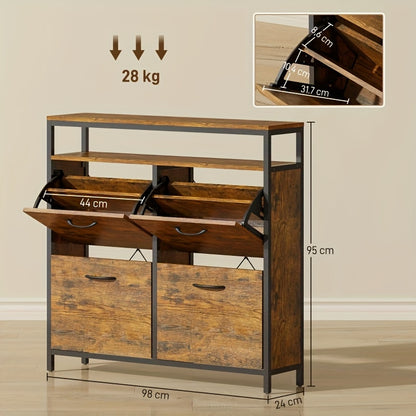 for shoe Rack, for shoe Cabinet with 4 Foldable Drawers, Entryway for shoe Rack, Cabinet with for shelves, Narrow for shoe Rack, for shoe Bench, Multi-purpose Cabinet, 103 X 34.5 X 72cm, Perfect for Shoes, Hallway, Bathroom,