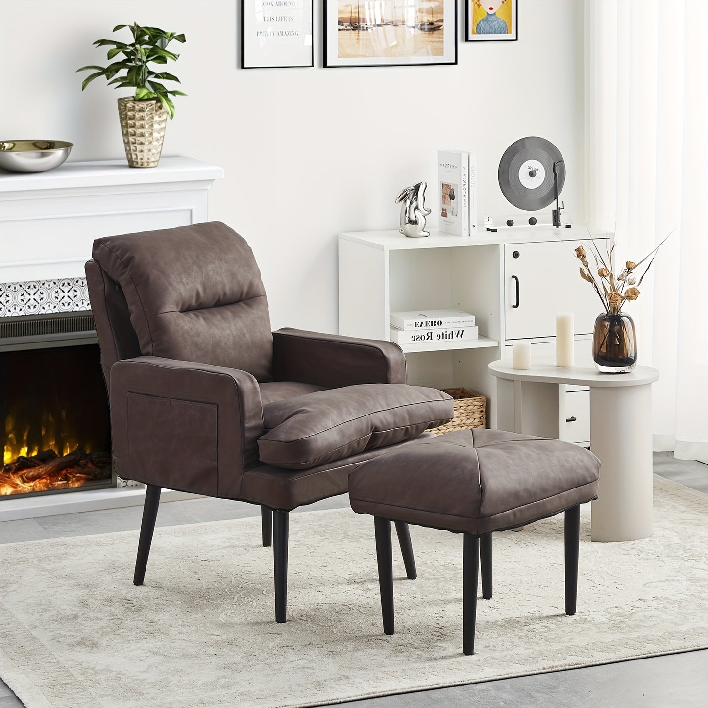 Relaxfauteuil – Relaxstoel – Fauteuil – Lounge Stoel – Lichtbruin – 6-standen Verstelbare Rugleuning – PU Leer Met Voetensteun