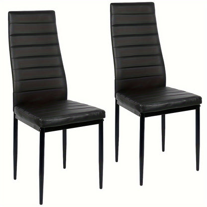 Gestoffeerde Eetkamerstoelen – Keukenstoelen – Design Stoelen – Armloze Stoelen – Faux Leren Stoelen – Ergonomische Hoog Rugleuning – Zachte Gevulde Zitting – Set Van 6
