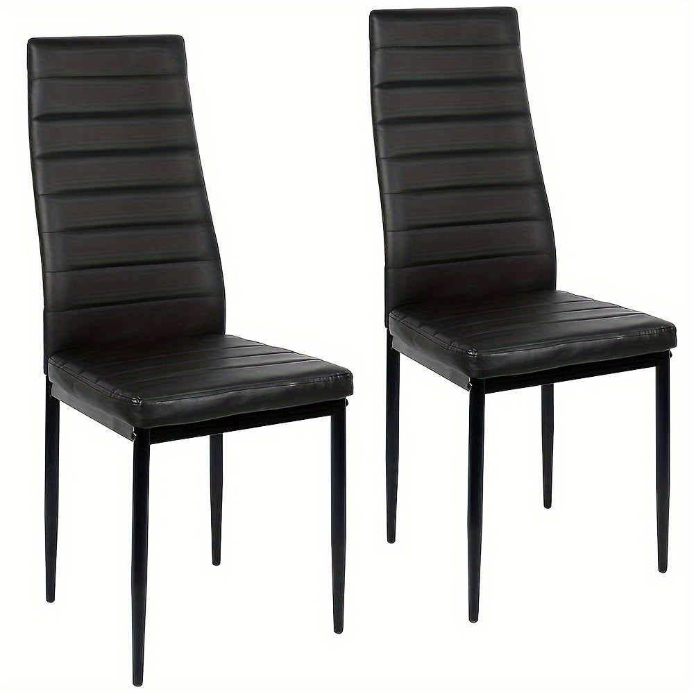 Eetkamerstoelen – Stoelen – Zwarte Stoelen – Keukenstoelen – Design Stoelen – 2 Stuks – Kunstleren Bekleding – Metalen Frame – Zithoogte 45 cm – Comfortabel & Duurzaam