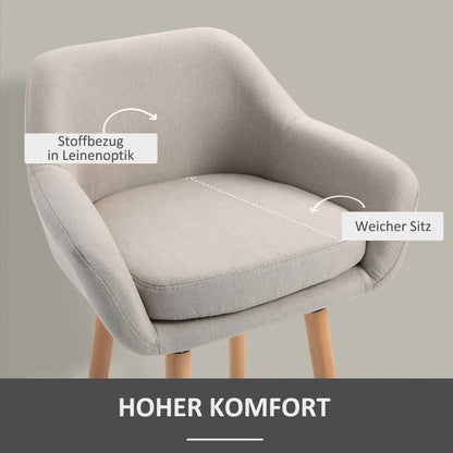 Barstoel – Barkruk – Barstoel Kruk – Keukenstoel – Barkrukken Set Van 2 – Beige – Massief Houten Poten – Zithoogte 80 Cm