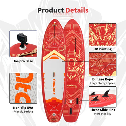 Paddleboard – Stand Up Paddle – SUP Board – Watersportboard – Crimson Cyber Wave Paddleboard – Duurzaam PVC – Lichtgewicht & Stabiel