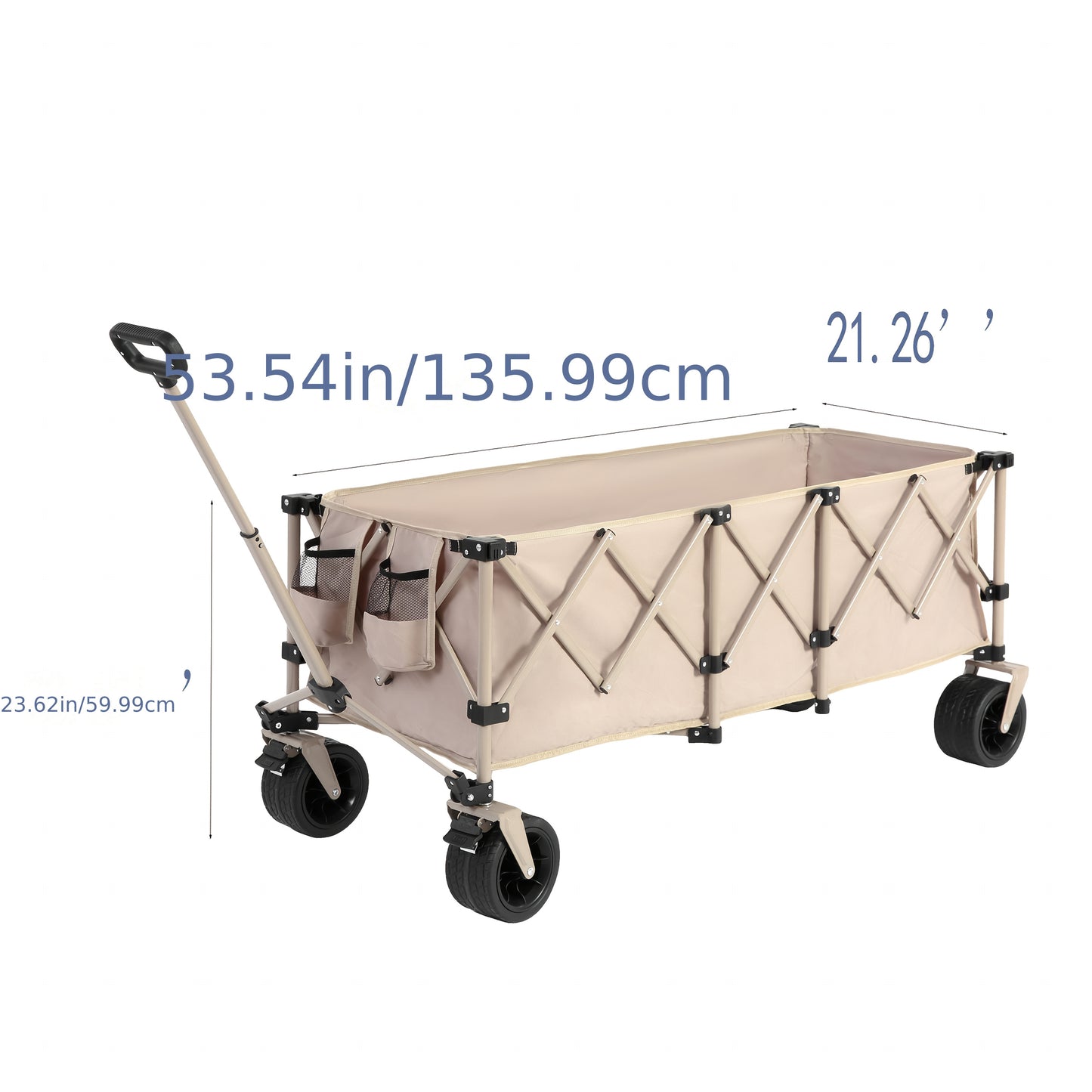 Vouwkar – Bolderkar – Opvouwbare Kar – Transportkar – Tuinkar – All-Terrain Wielen – 99,79 KG Draagvermogen – Beige Stof