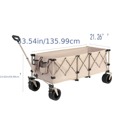 Vouwkar – Bolderkar – Opvouwbare Kar – Transportkar – Tuinkar – All-Terrain Wielen – 99,79 KG Draagvermogen – Beige Stof