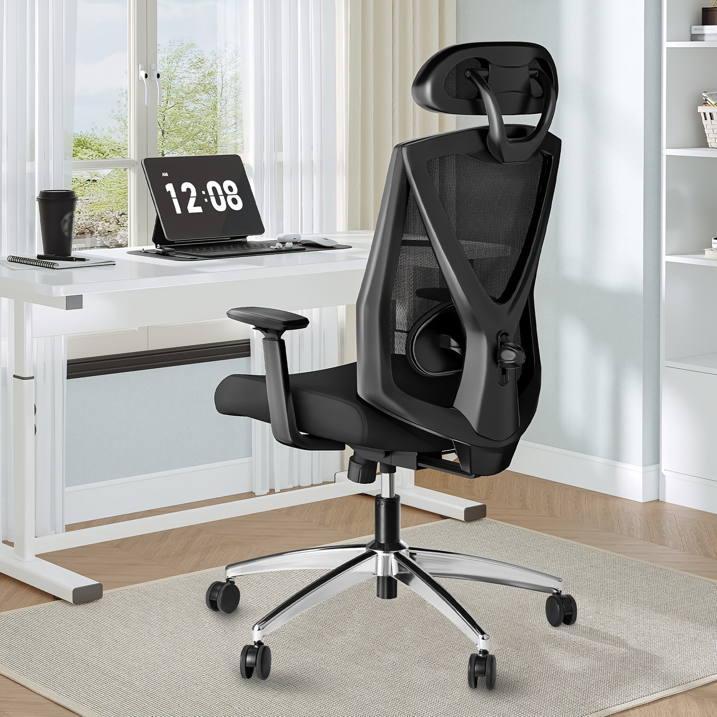 Ergonomische Bureaustoel – Kantoorstoel – Werkstoel – Draaistoel – Computerstoel – Zwarte Variant – Verstelbare Rugleuning en 3D Lendensteun – 150 kg Draagkracht