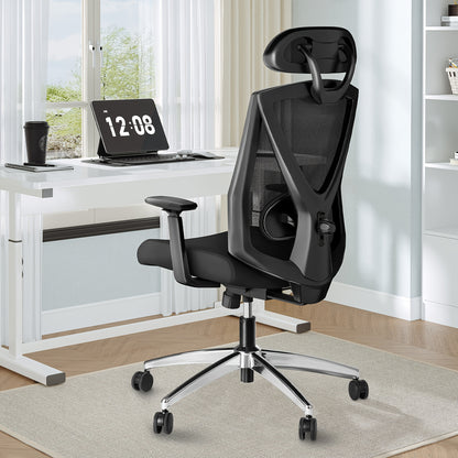Ergonomische Bureaustoel – Kantoorstoel – Werkstoel – Draaistoel – Computerstoel – Zwarte Variant – Verstelbare Rugleuning en 3D Lendensteun – 150 kg Draagkracht