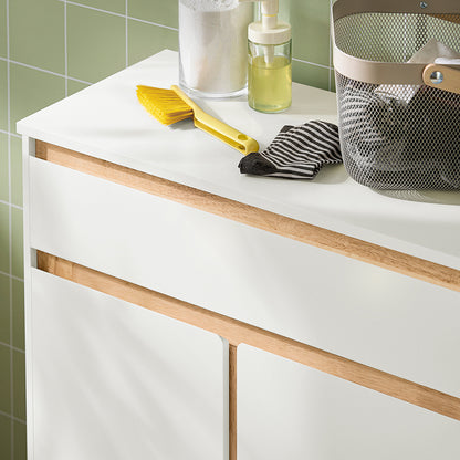 Wasmandkast – Wasmand – Wasbox – Wassorteerder – Waszak – Opvouwbare Waszak – MDF & Rubberhout – Compact 71x85x33 cm