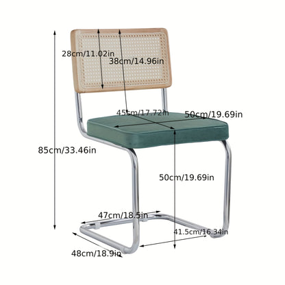 Eetkamerstoelen – Dining Stoelen – Keukenstoelen – Stoelenset – Fluwelen Stoelen – Groen – Rattan Rugleuning – Ergonomisch Design